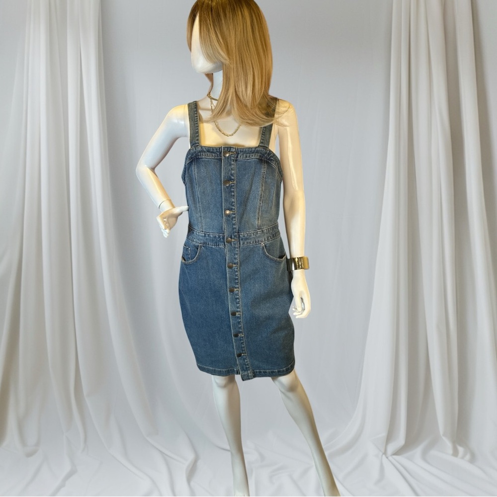 Universal Thread Blue Denim Button-Front Midi Dress